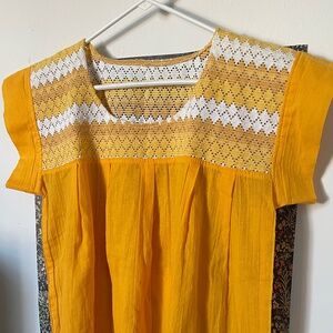 Vintage Grandma Core Yellow Smocked Peasant Blouse | Cottagecore Prairie Top | M